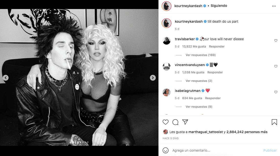 El baterista y la socialité compartieron estas capturas en su Instagram, en donde recibieron millones de likes de sus followers.