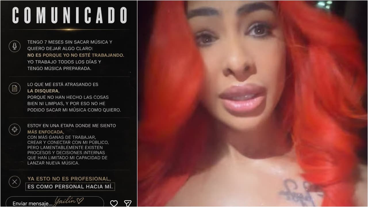 Este fue el primer comunicado de Yailin La Más Viral en el que responsabilizó a su disquera de que en "7 meses" ella no ha podido sacar música nueva.