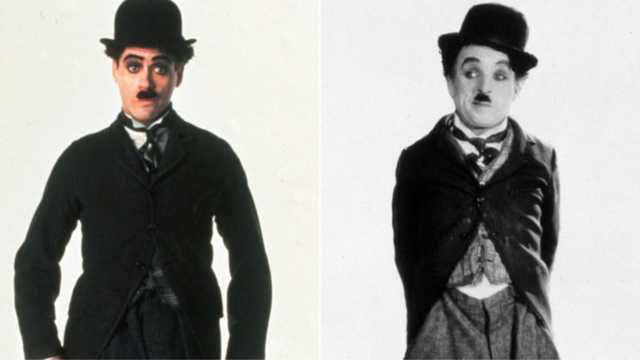 Robert Downey Jr. en 'Chaplin' y Charlie Chaplin