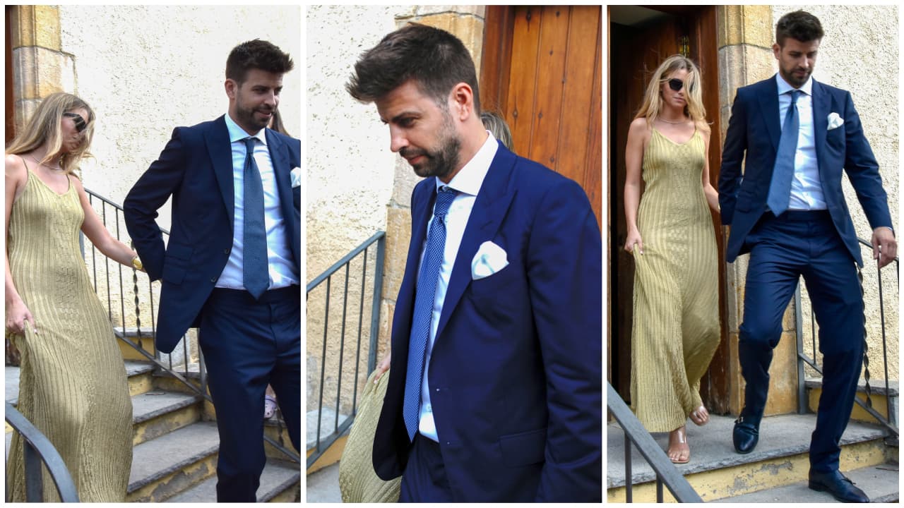 Gerard Piqué y Clara Chía en la boda de Marc Piqué.