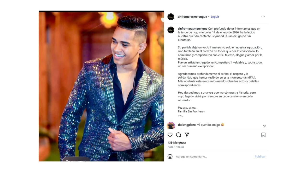 Así se informó sobre el fallecimiento del vocalista de grupo Sin Fronteras.
