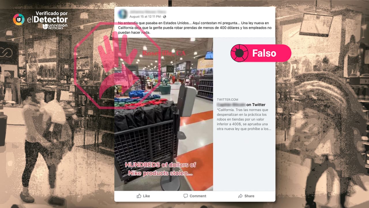 Es falso que robar en las tiendas en California no esté penalizado y que una ley impida a los empleados actuar