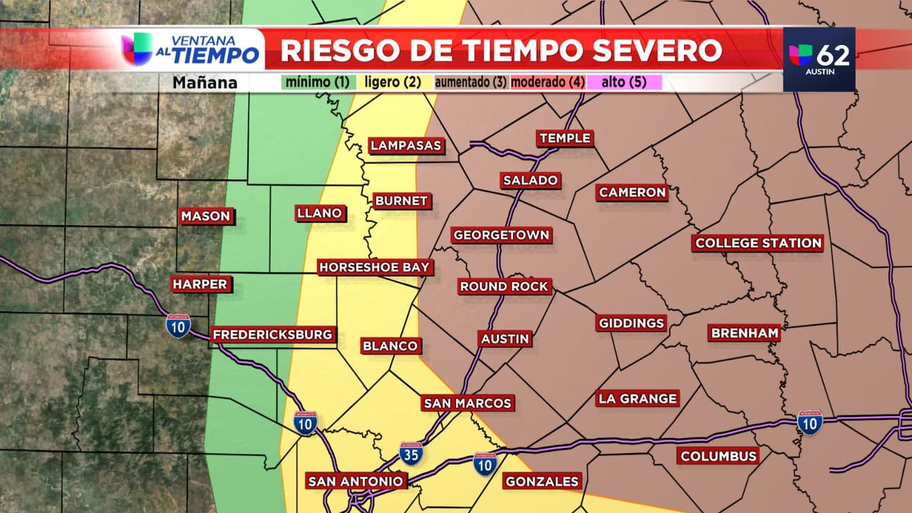 Tormentas severas podrían traer posibles granizos y vientos de hasta 70 millas por hora esta tarde