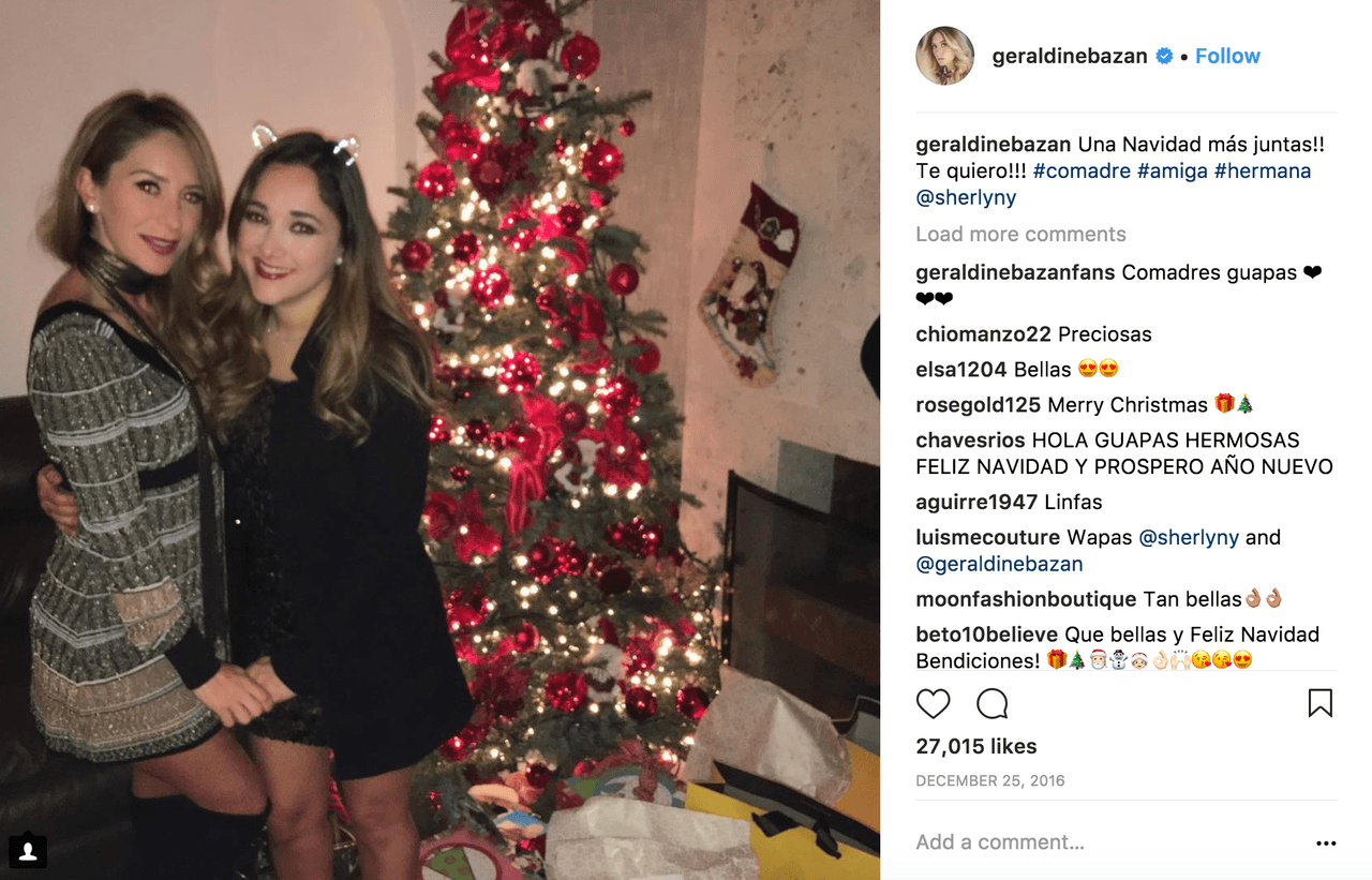 Así pasó Geraldine Bazán la Navidad de 2016. Aquí la vemos con su amiga Sherlyn.
