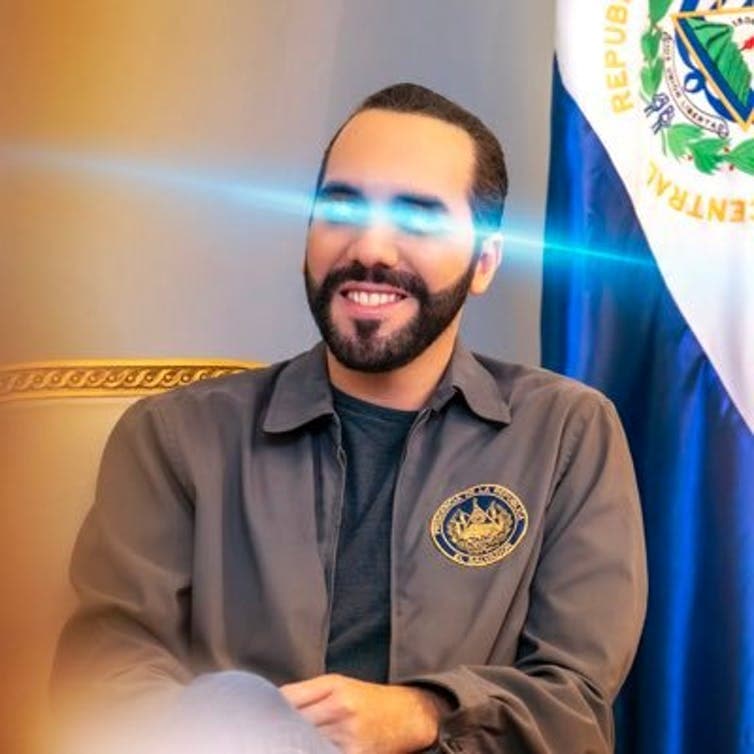 Bukele cambió recientemente su foto de perfil en Twitter por una imagen de sí mismo con 'ojos de láser', un símbolo entre los defensores del bitcoin que están centrados en que el valor de la moneda alcance los cien mil dólares por unidad.