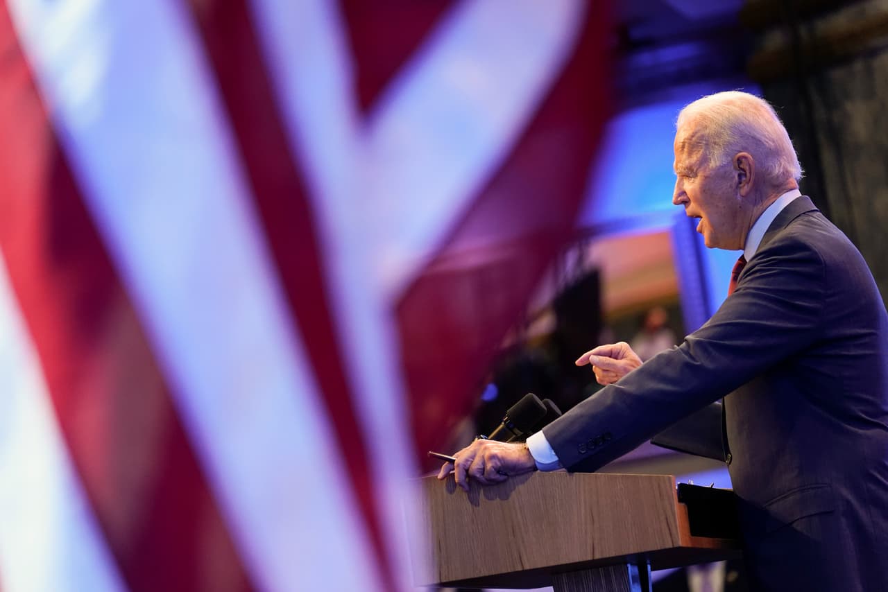 Biden dio un discurso televisivo este domingo desde The Queen Theater, en Wilmington, Delaware.