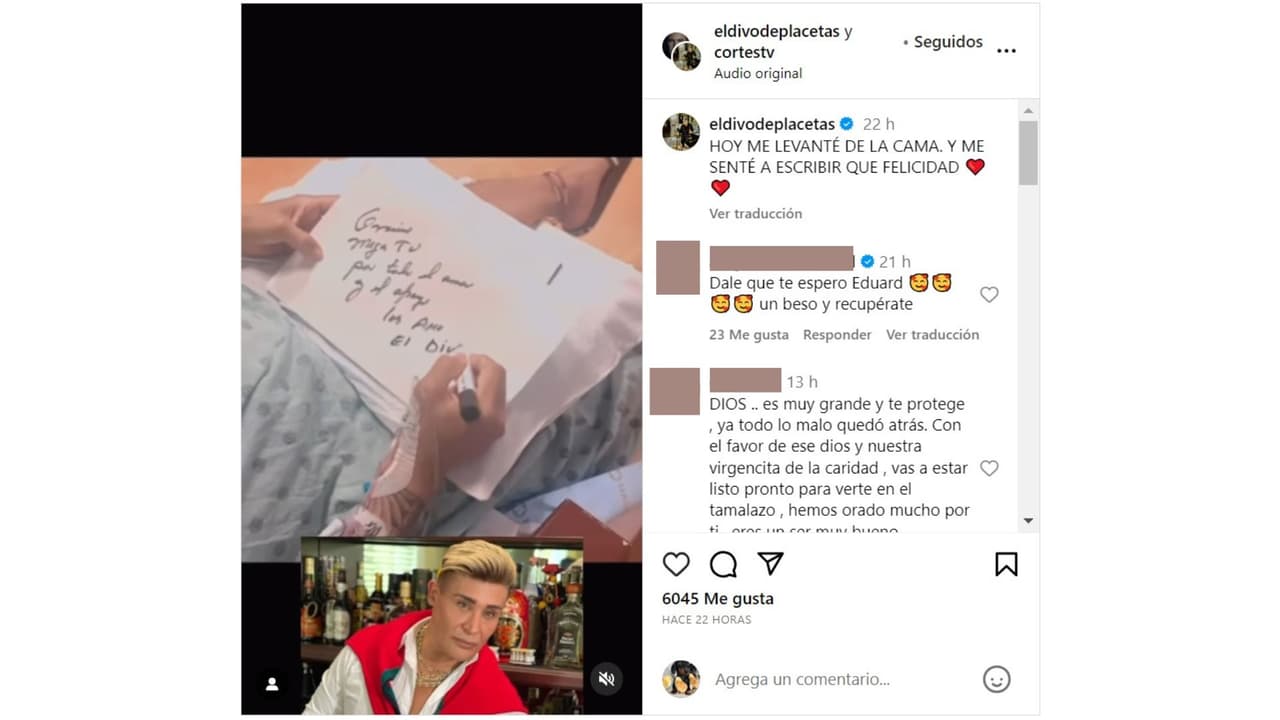 Eduardo Antonio compartió una buena noticia sobre su salud.