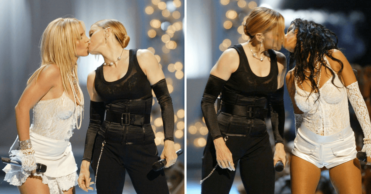 Beso entre Britney Spears, Madonna y Christina Aguilera en los MTV Video Music Awards del 2003