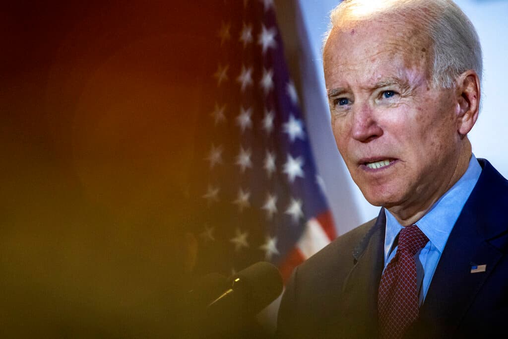 El precandidato presidencial demócrata, el exvicepresidente Joe Biden, durante un evento de campaña en el Centro de Salud Cherry Health - Heart of the City en Grand Rapids, Michigan, el lunes 9 de marzo de 2020.