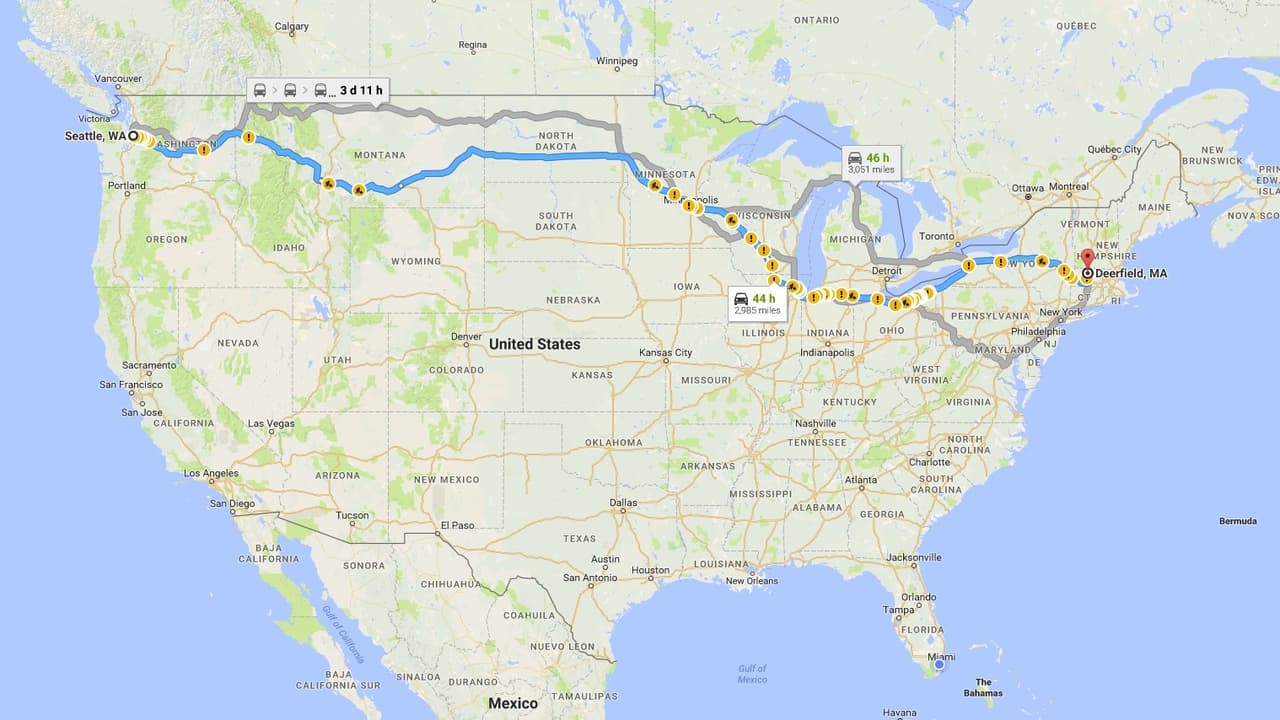 Según Google Maps un viaje similar tomaría al menos 44 horas de duración.