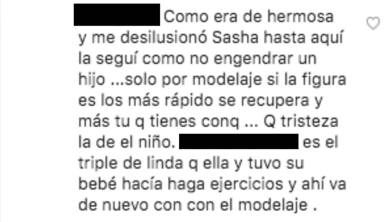 Una seguidora la criticó, dando por cierto que Shannon de Lima no quiso tener al bebé de forma natural, para no perder su figura.