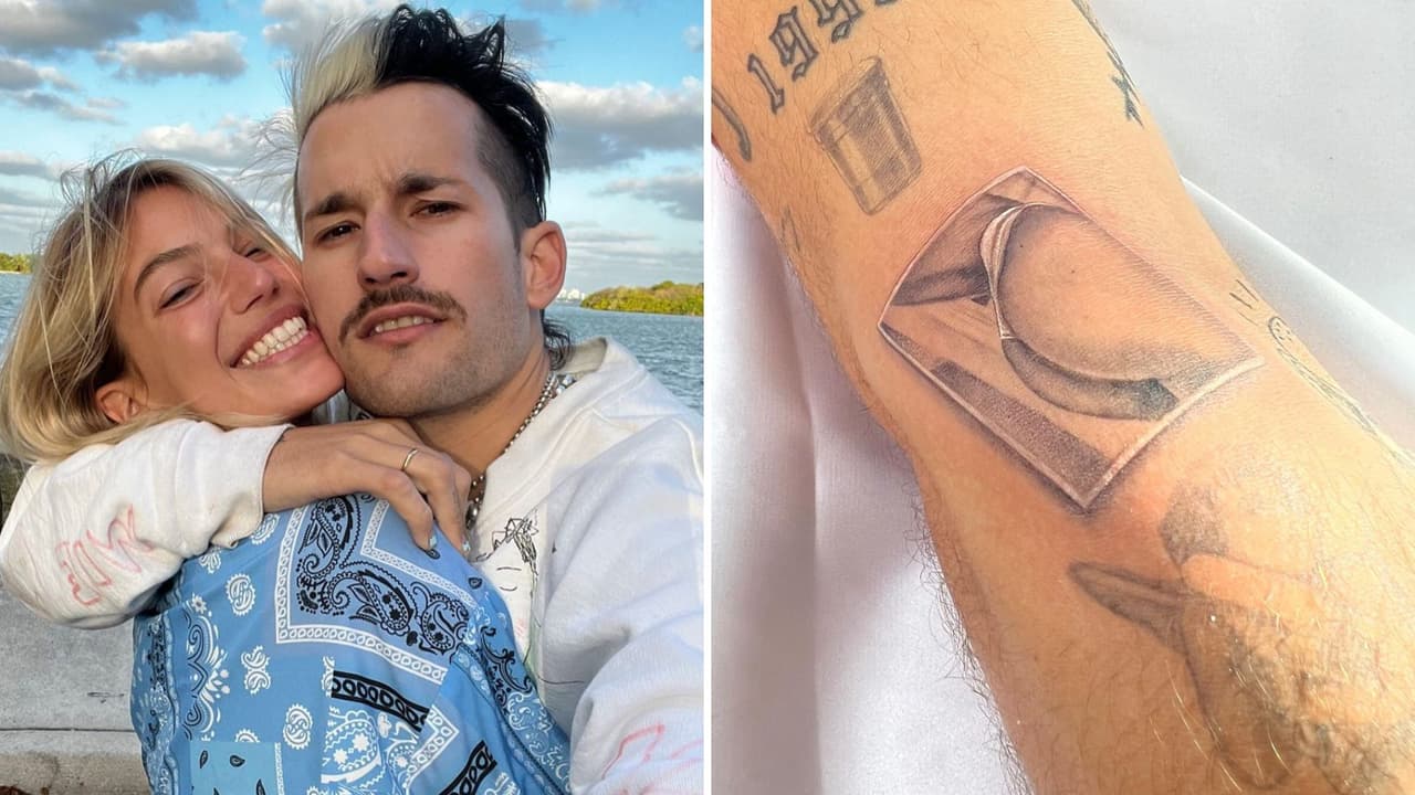 Ricky Montaner muestra el tatuaje en honor a su esposa.