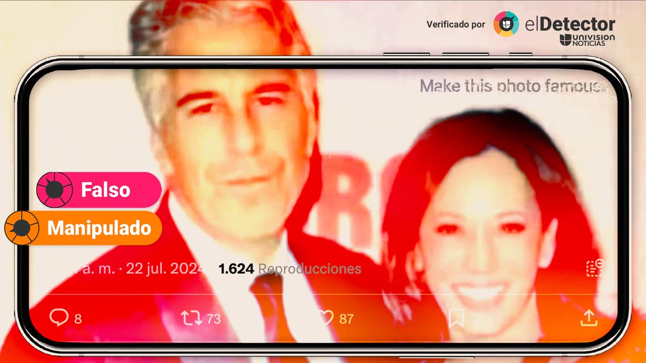 Es falso que Kamala Harris salga en esta foto con Jeffrey Epstein: la imagen está manipulada