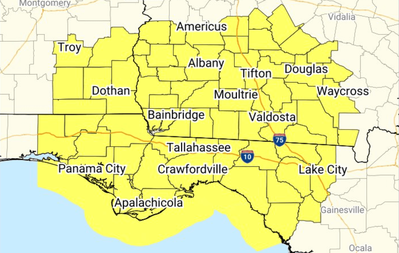 Emiten una vigilancia por tornado para una porción de Georgia, Alabama y Florida