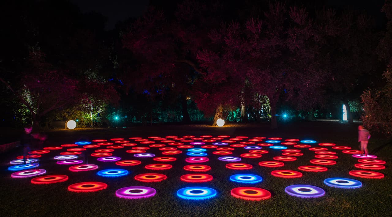 'Enchanted: Forest of Light' es una experiencia interactiva de luces en el parque Descanso Gardens, en La Cañada Flintridge (California)