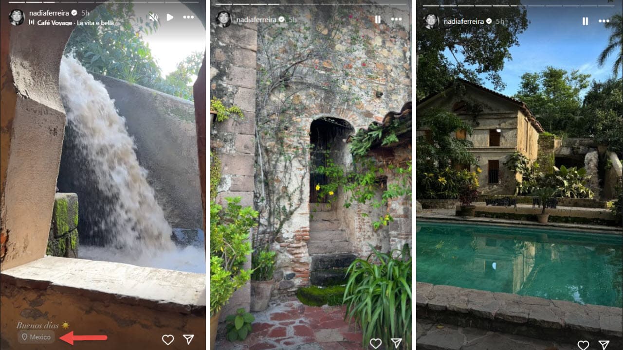 Nadia Ferreira en la hacienda donde presuntamente se casarán Nodal y Ángela Aguilar.