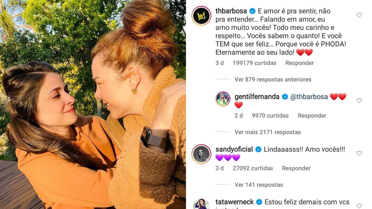 Post de Fernanda Souza para apresentar namorada emocionou a web: "Amor é amor"