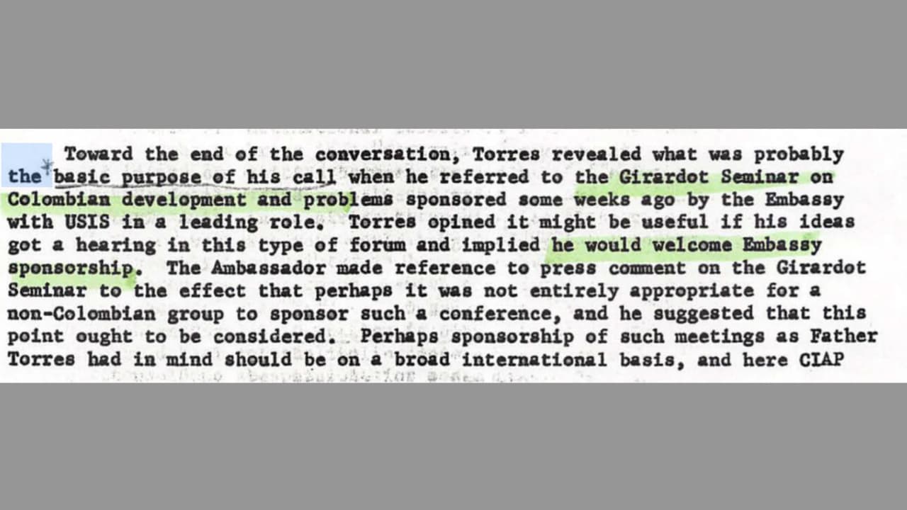 Extracto de documento sobre Camilo Torres.