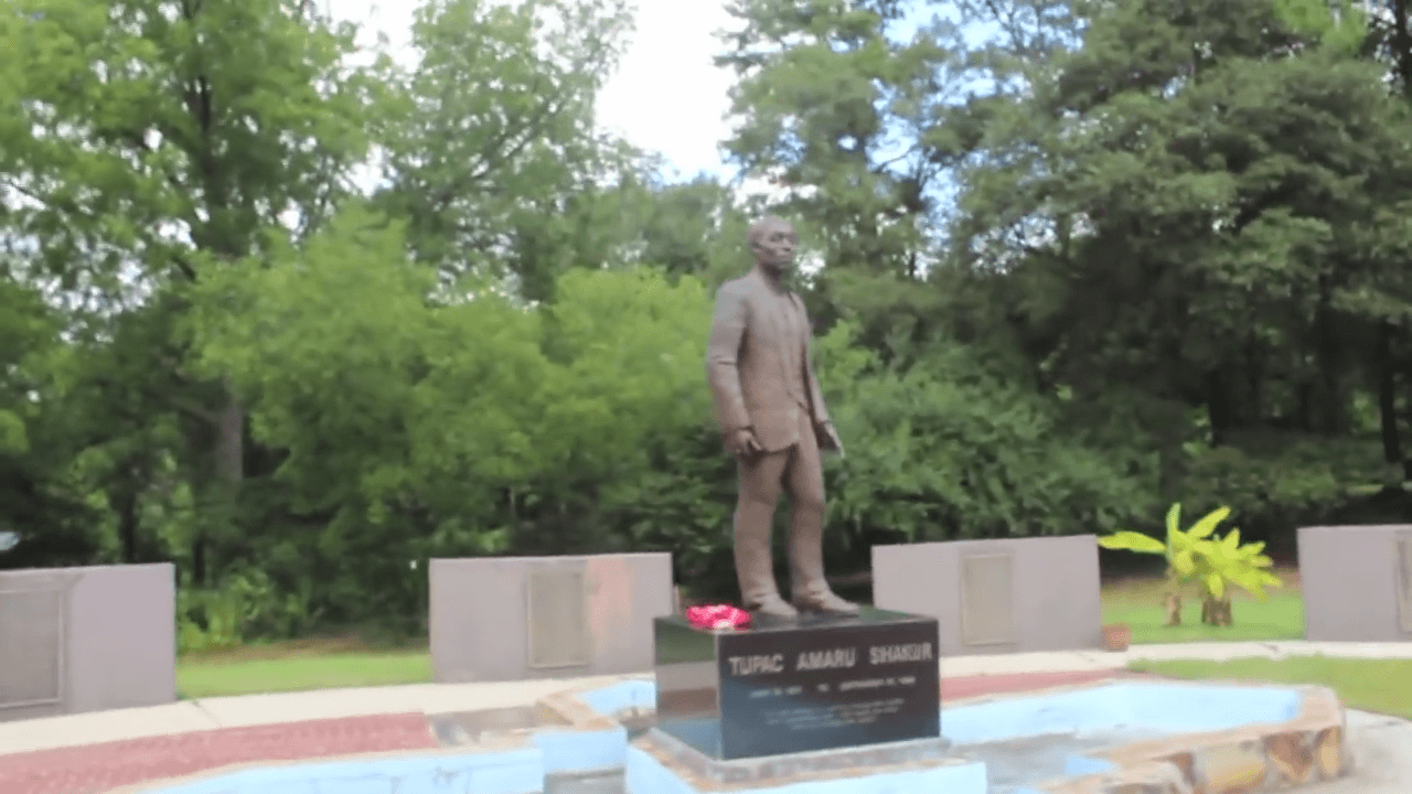 Original statue of Tupac Shakur designed by the late Tina Allen at what was then called "Tupac Amaru Shakur Center for the Arts."