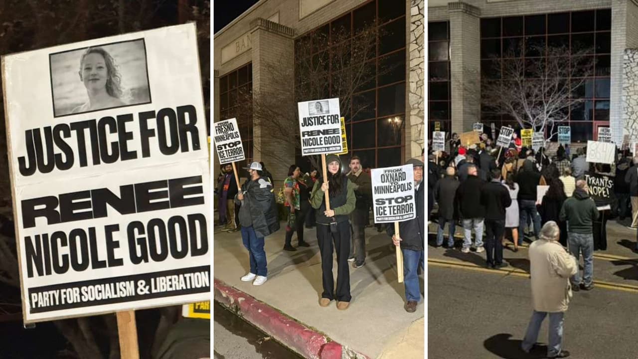 Residentes del Valle Central de California protestan por el asesinato de una mujer a manos de ICE en Minneapolis