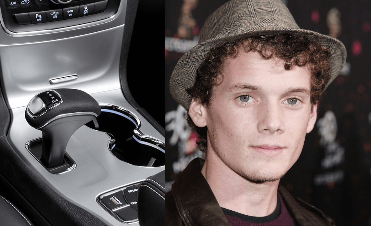 El selector de cambios monoestable en la Jeep Grand Cherokee 2015 y Anton Yelchin quien presuntamente falleció víctima del funcionamiento confuso del selector.