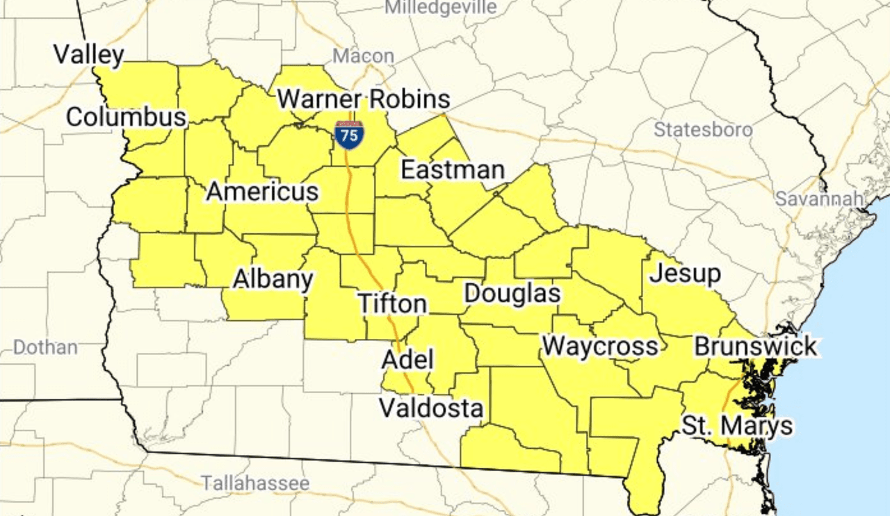 Emiten una vigilancia de tornado para ciudades en el centro y sur de Georgia
