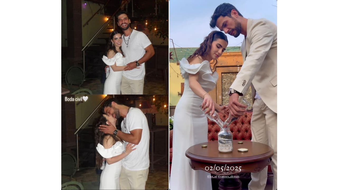 Fernanda y Ramsés realizaron el ritual de la arena en su boda civil.