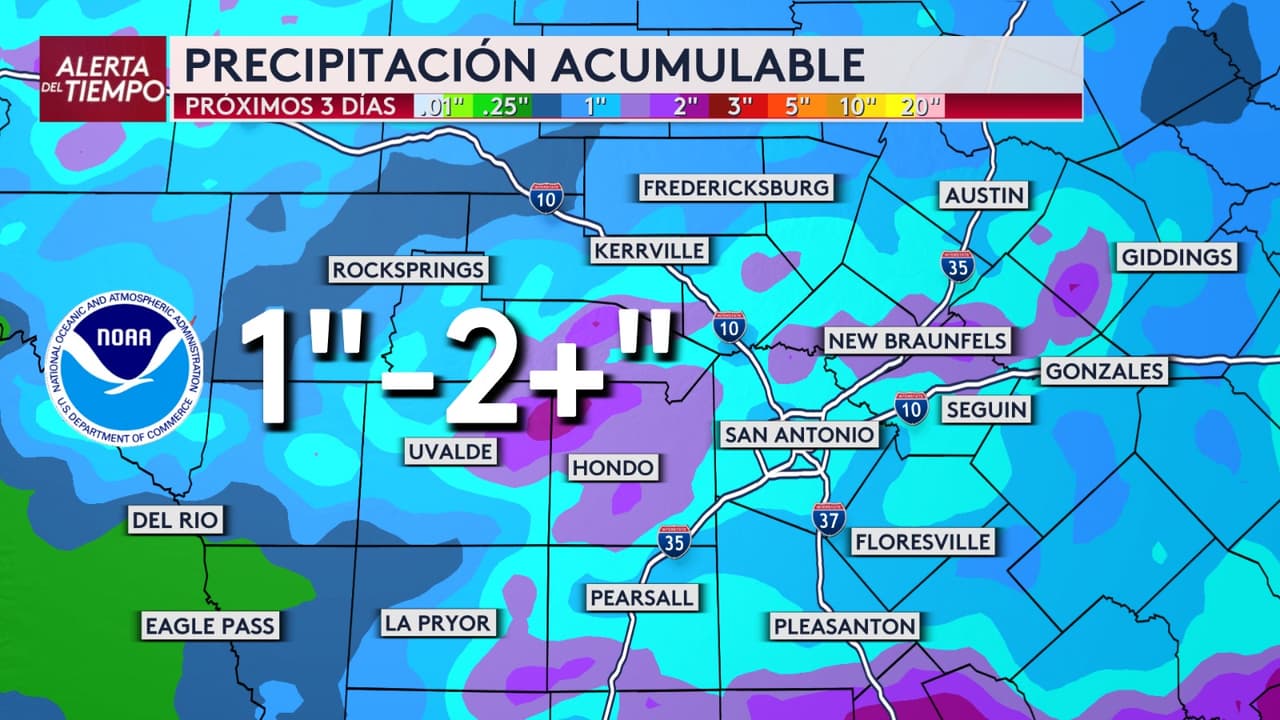 🚨 Existe riesgo de inundaciones en calles, especialmente durante la noche. El periodo de lluvia más intensa se espera alrededor de la medianoche, aunque las tormentas podrían continuar hasta el amanecer del miércoles.
<br>
<br>🚗 Si encuentras una carretera inundada, no intentes cruzarla.