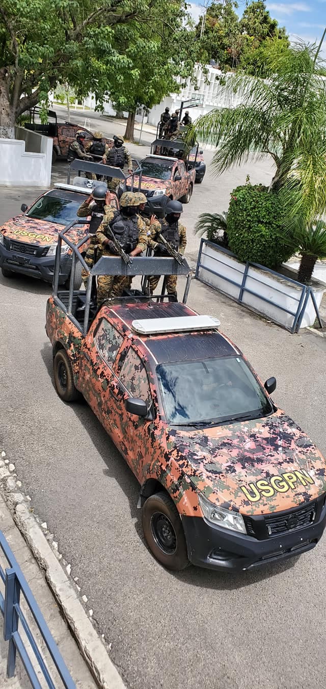 The USGPN or General Security Unit of the National Palace Guard, is the largest and best-funded police unit in Haiti, one of three elite teams tasked with protecting the president. The USPGN provides general security to the president, together with a team of bodyguards.