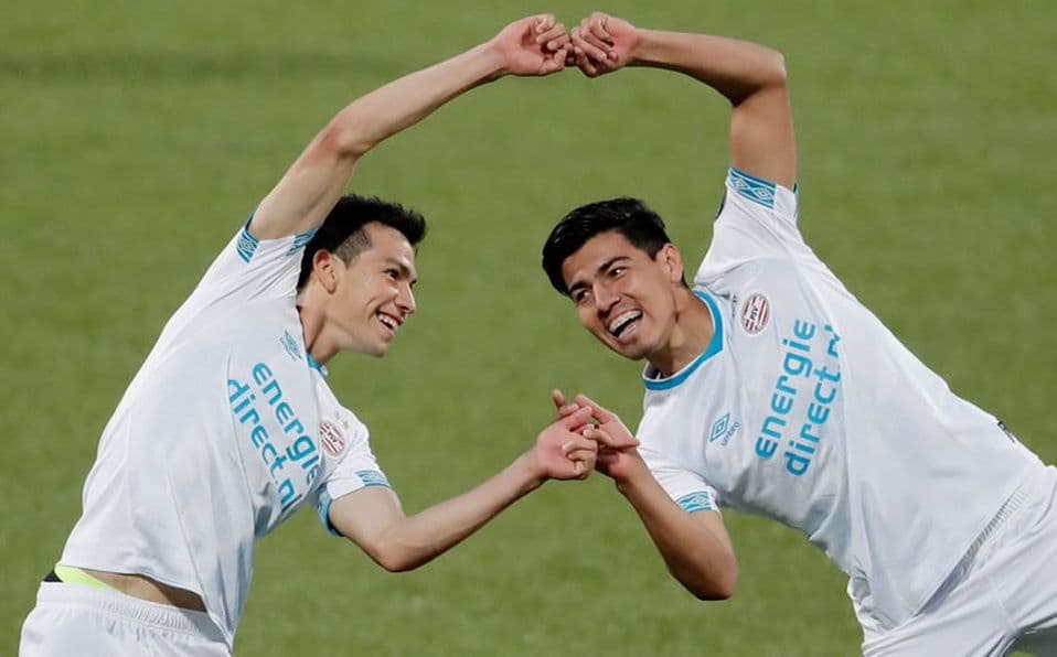 <b>Chucky Lozano y Erick Gutiérrez</b>
<br>Durante un partido de la Eredivisie, el ‘Guti’ en su debut con PSV, dio asistencia al ‘Chucky’ Lozano y la jugada terminaría en gol. Su festejo fue con la ‘fusión’.