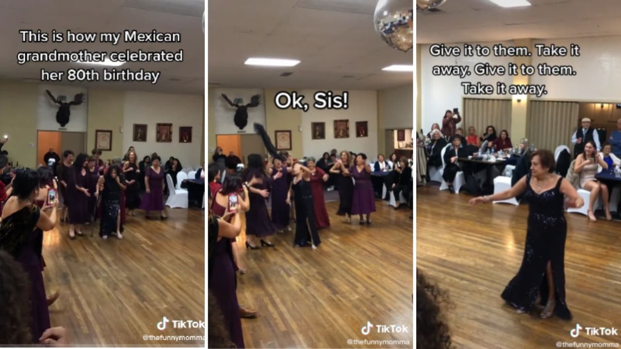 Abuelita de 80 años festeja su cumpleaños como toda una quinceañera