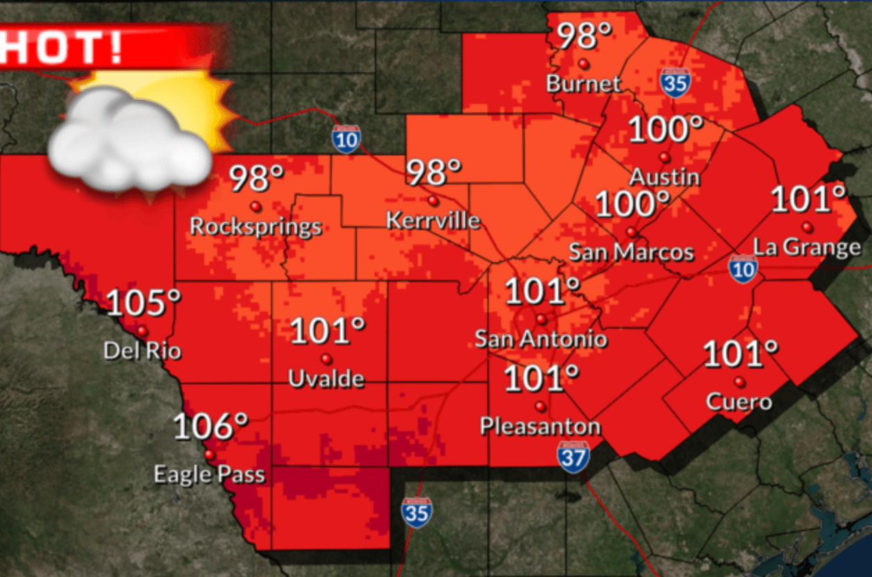 Siguen las temperaturas altas con un índice de calor de hasta 108 grados en el centro de Texas