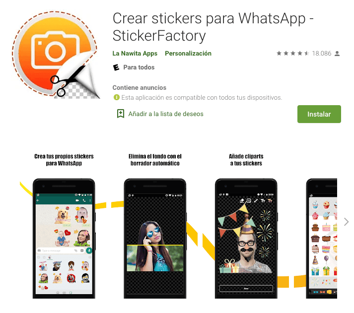 Crear stickers para WhatsApp - StickerFactory.