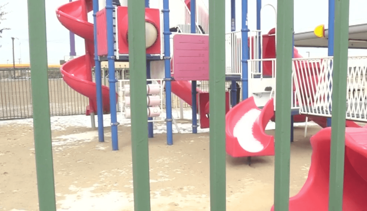 Un parque infantil en Corsicana, Texas.