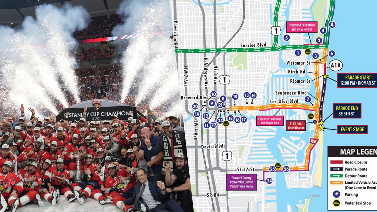 Todo lo que debes saber sobre la celebración de los bicampeones Florida Panthers en Fort Lauderdale