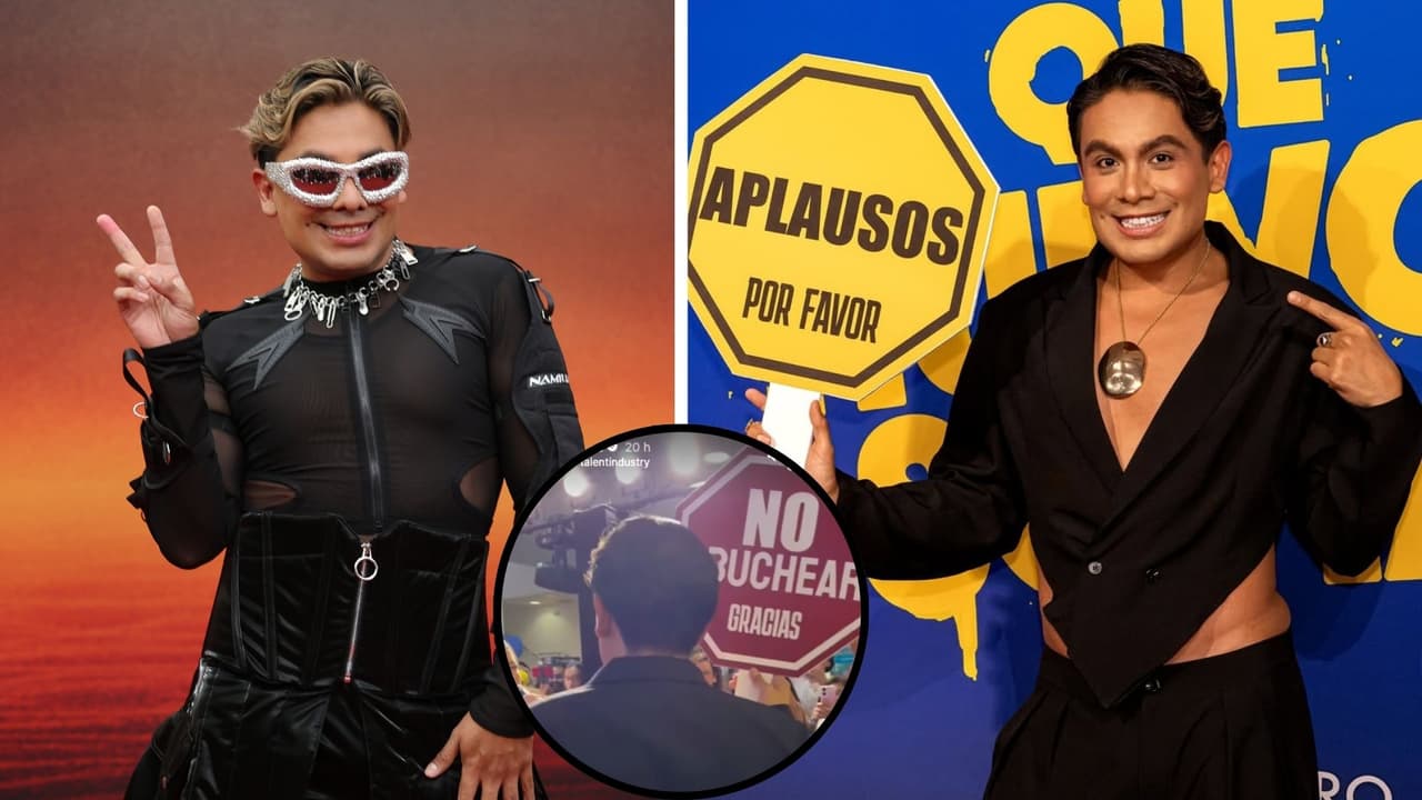 Ricardo Peralta aparece con cartel de ‘no abuchear’ en la premier de su película y se hace viral