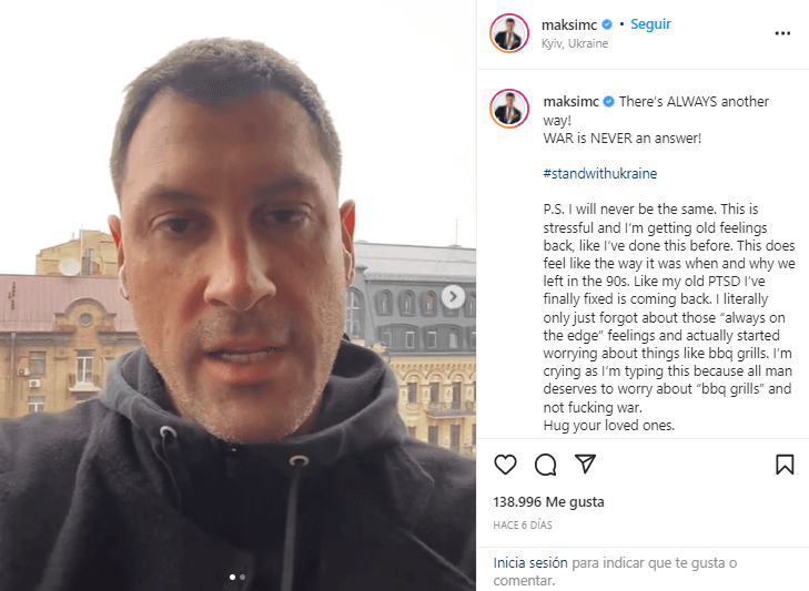 Se encontraba rodando ‘World of Dance UA’ cuando inició la invasión rusa en Ucrania. Desde entonces ha compartido fotos y videos de lo que ha visto a su paso, mientras encuentra la manera de huir del país.