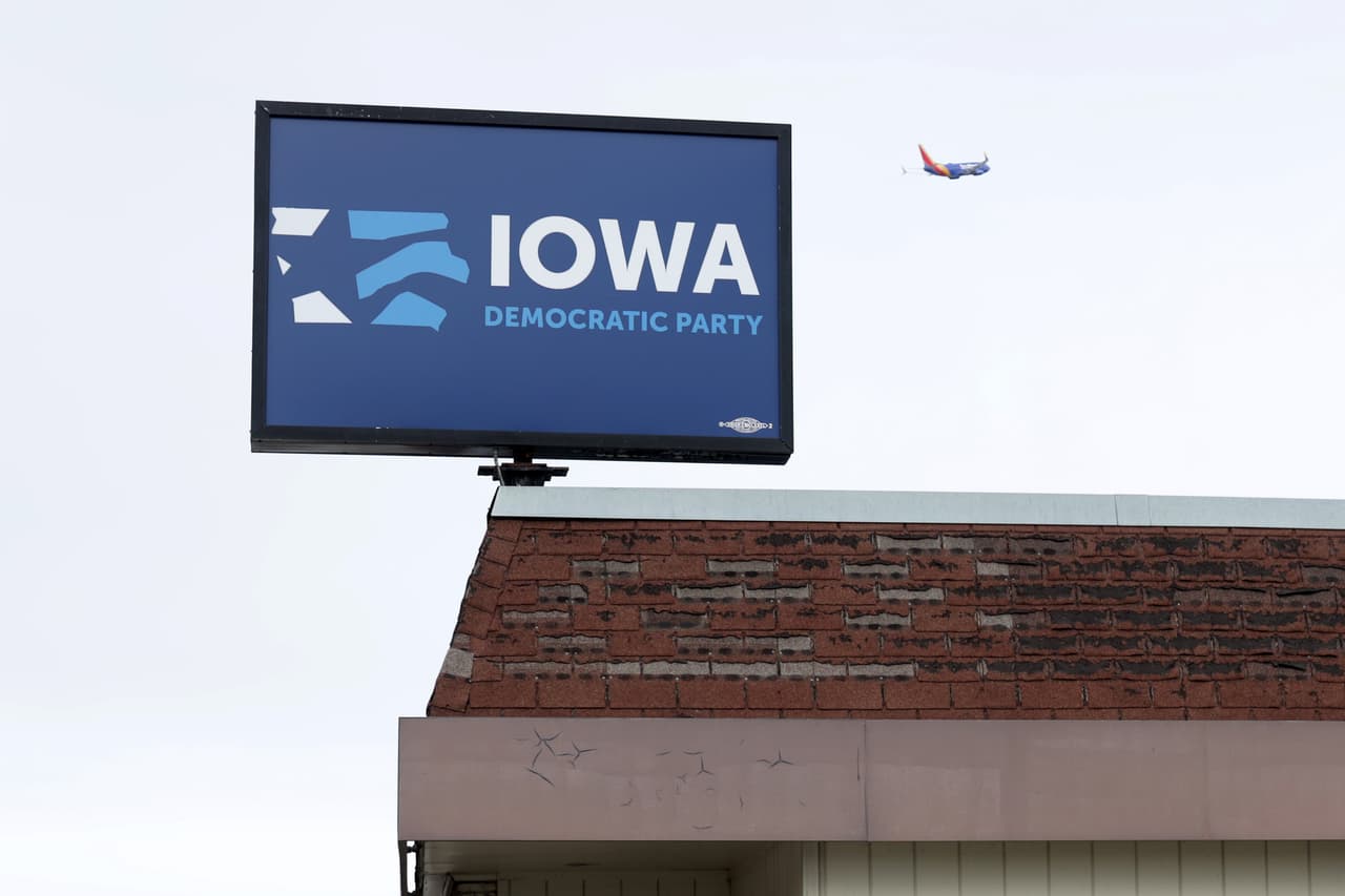 El exterior de la sede del Partido Demócrata de Iowa.