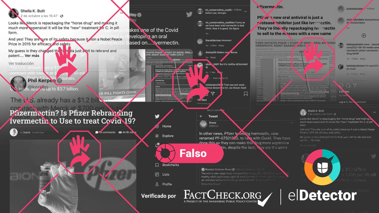 Es falso que las píldoras de Pfizer y de Merck contra el covid-19 contienen ivermectina