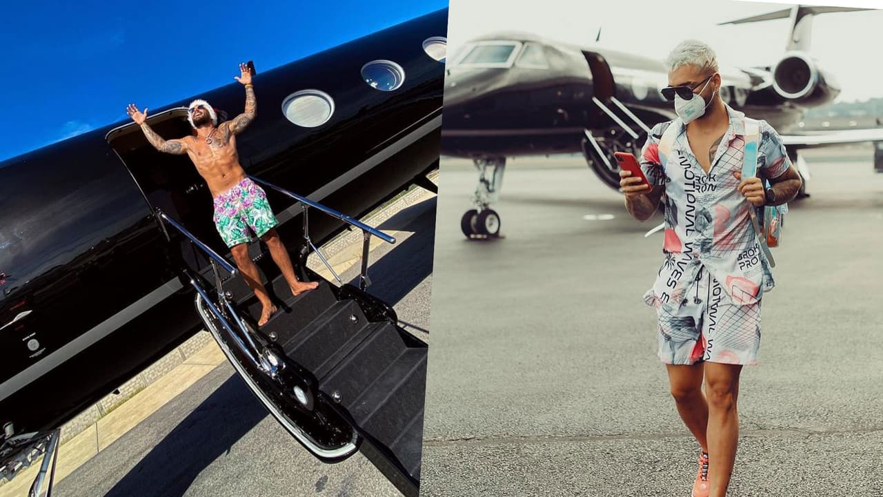 <h3 class="cms-H3-H3">Maluma</h3>
<br>
<br>Su éxito musical le ha permitido darse
<a href="https://www.univision.com/musica/maluma-el-rey-de-los-negocios-diferentes-a-la-musica-fotos" target="_blank">lujosos gustos de multimillonario.</a> Uno de ellos es una aeronave que bautizó como “Royalty Air”. Maluma adquirió su propio jet privado a sus 25 años y este es uno de los sueños que se le han hecho realidad al artista. La aeronave Gulfstream G450 totalmente pintada de negro puede albergar hasta 14 personas y dispone de la mayor parte de comodidades.