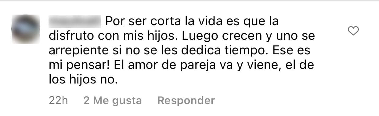 Hubo otra persona que, al ver que ella estuvo el pasado fin de semana en Miami junto a Toni Costa, la criticó al decirle que "
<b>el amor de pareja va y viene"</b> y "el de los hijos no".
<br>