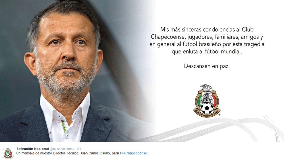 Las reacciones tras el accidente no se hicieron esperar. Juan Carlos Osorio, DT de la Selección Mexicana, fue uno de los que envió sus condolencias.