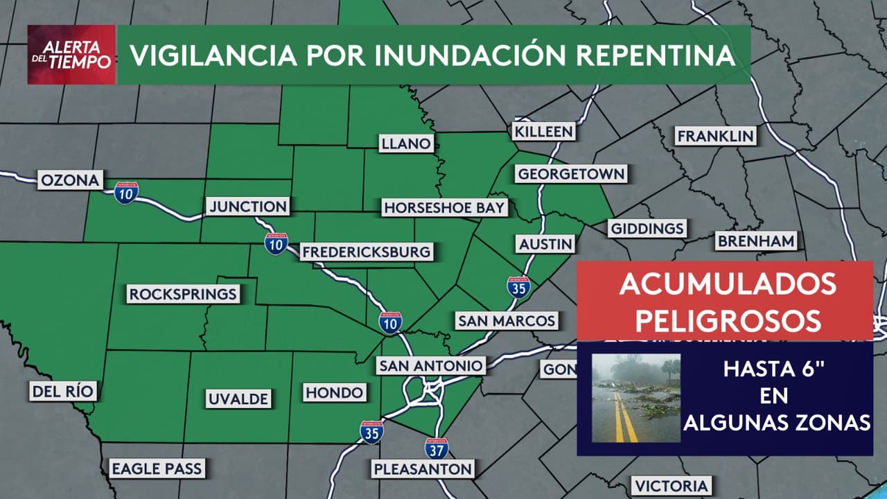 Nos encontramos bajo una vigilancia por inundación repentina.
<br>
<br>Se espera que estas tormentas se activen entre Del Rio, Rocksprings y Kerrville. Algunas podrían ser fuertes, por lo que la mayor preocupación será la lluvia intensa.