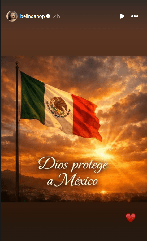Belinda envía mensaje de apoyo a México.