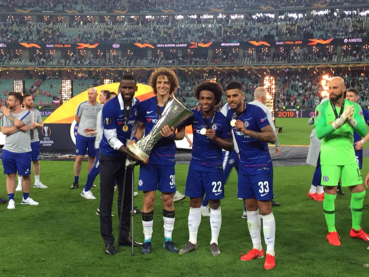 El brasileño David Luiz tiene un palmarés valioso con Chelsea con una Champions League y dos Europa League a nivel internacional.