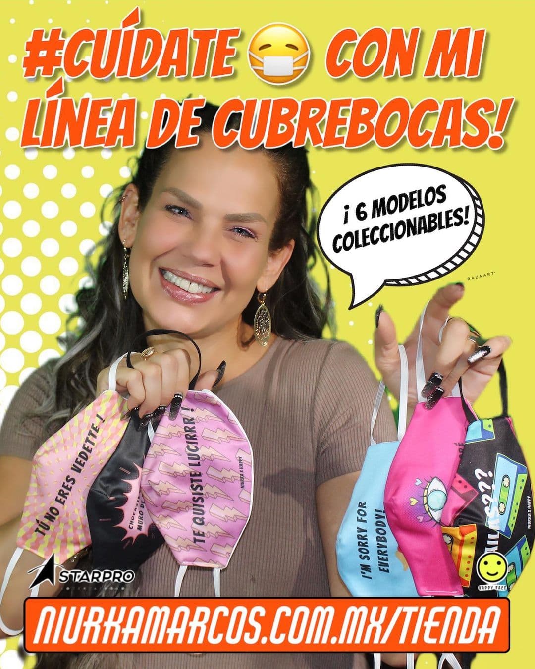 Niurka es otra de las vedettes que ha sabido superarse en medio de la pandemia, ya que también creó su propia línea de tapabocas.