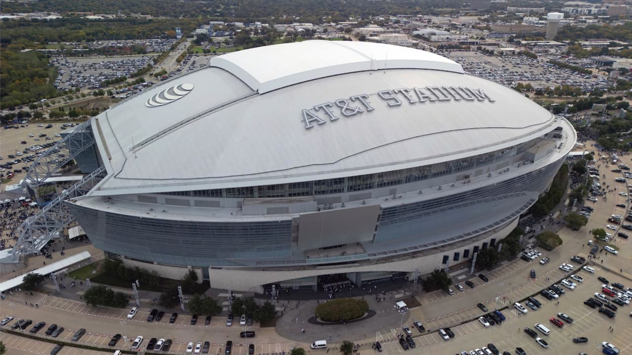 Vista aérea del estadio AT&T antes de un partido de fútbol americano de la NFL entre los Dallas Cowboys y los New York Giants, el domingo 12 de noviembre de 2023, en Arlington.