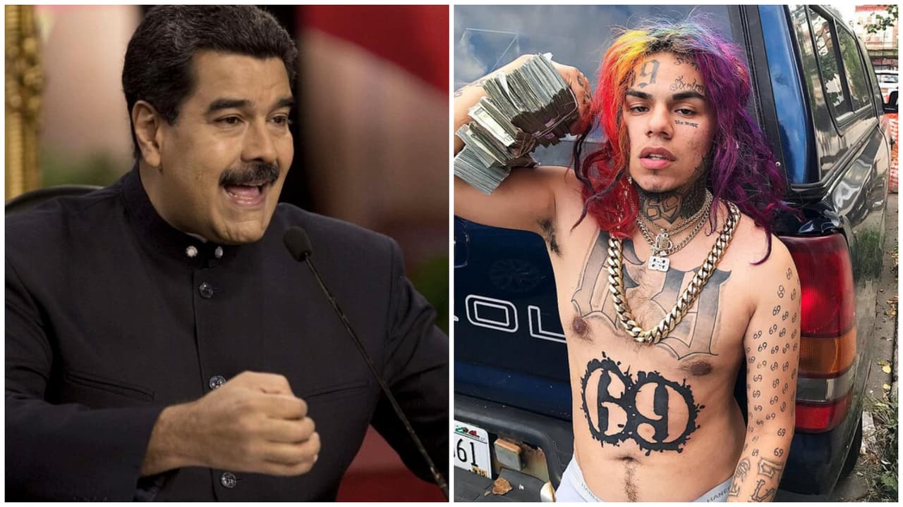 Tekashi 6ix9ine muestra a la salida de la cárcel un muñeco supuestamente firmado por Maduro