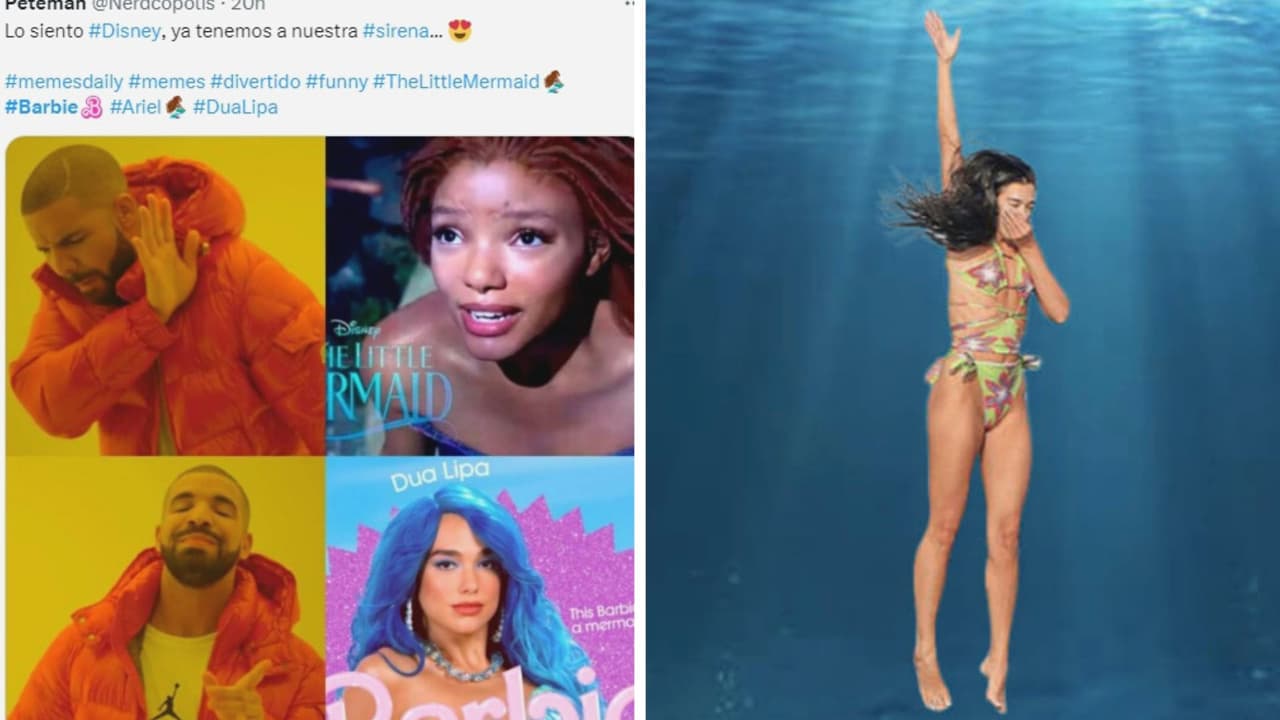 De acuerdo a los fans la foto de la derecha sería la primera imágen de Dua Lipa en 'Barbie'