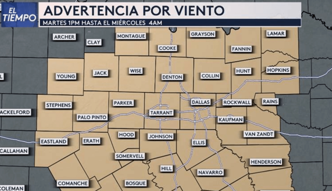 Emiten Advertencia por Fuertes Vientos para el Norte de Texas